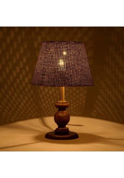 Lighting Fiona Ahşap Abajur - Ceviz Ayak / Kahverengi Başlık - 40 Cm Çok Renkli