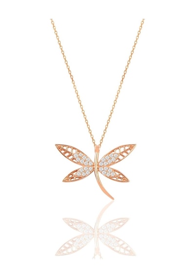 Gümüş Rose Zirkon Taşlı Yusufçuk Kolye (535070391)