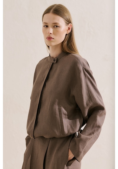 Manuka Keten Bomber Tarz Gömlek Vizon Ss26gml00021-0001 VİZON