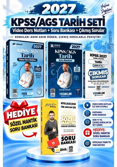 2027 Kpss Genel Kültür Atölye Tarih Video Ders Notu Soru Bankası Çıkmış Sorular Seti 3 Kitap
