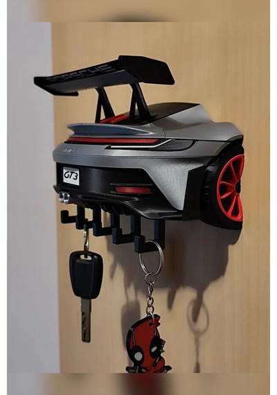 3d Baskı Spor Araba Anahtarlık Askılığı Duvar Tipi 6 Anahtar Kapasiteli Dekoratif Anahtar Organizer Siyah