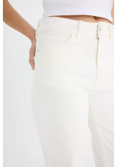 Defacto Comfort Straight Normal Bel Bilek Boy Beyaz Jean Pantolon F6174ax25hswt1 Beyaz