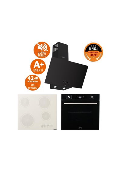 Afm Tech Ve Ferre Cata Sessiz Elektrikli Vitro Siyah D086-SA + V5-04 + FM7700 Ankastre Set