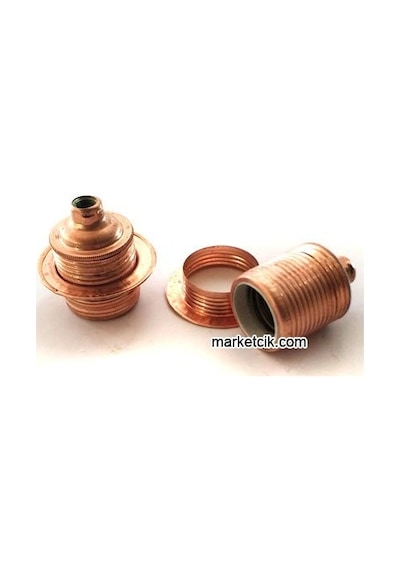 Marketcik Bakır Halkalı Metal Porselen E27 Duylar