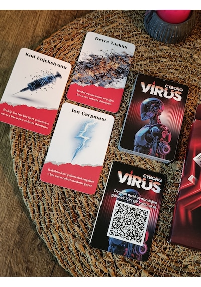 Virüs Cyborg Strateji Oyun Kartları - Kese Hediyeli 50 Kart