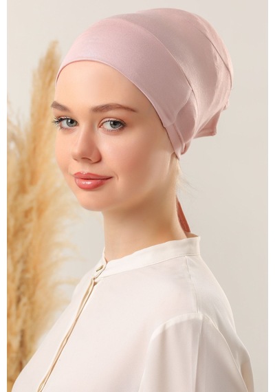 Melodi Scarf Sihirli Yapışkanlı Kaymayan Bone Pudra Pudra
