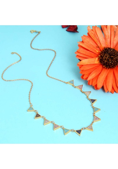 Kuyumcudukkani Multicolour Üçgen Parçalı Kolye-37117-r-m Rose Gold