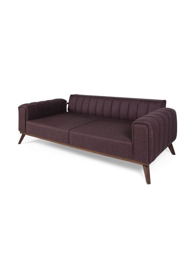 Velar Yataklı Kanepe Keten Bordo Kazayağı Bordo