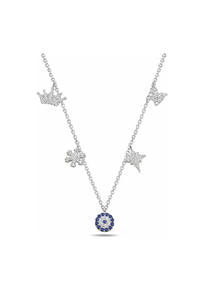 Çekirdekjewelry 925 Ayar Gümüş Nazar Boncuklu & Şans Figürlü Kolye Taşlı Yıldız, Kar Tanesi, Taç Zarif Tasarım Gri Çekirdekjewelry 925 Ayar Gümüş Nazar Boncuklu & Şans Figürlü Kolye Taşlı Yıldız, Kar Tanesi, Taç Zarif Tasarım Gri