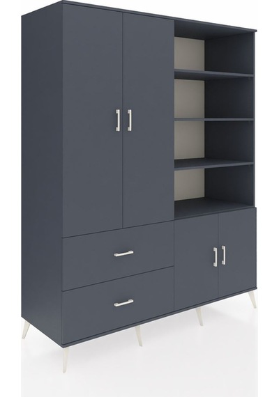 Kronos Gardrop 7 Raflı 2 Çekmeceli Tek Askılı 176x59x221 Antrasit-antrasit Antrasit Kronos Gardrop 7 Raflı 2 Çekmeceli Tek Askılı 176x59x221 Antrasit-antrasit Antrasit