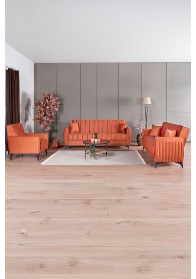 Kilim Mobilya Linda Koltuk Takımı 3 3 B Turuncu
