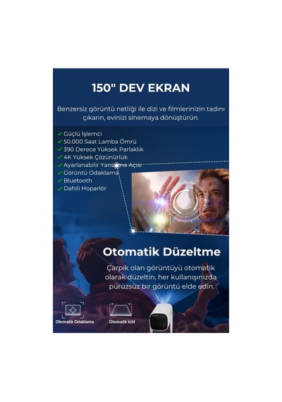 Taşınabilir Projeksiyon Ps5 X Box Bağlantılı Oyun Sinema Projektör Full Hd 4k Android Şarjlı Beyaz - 868153474
