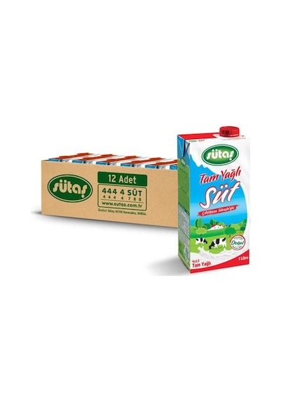 Sütaş Tam Yağlı Süt 12 x 1 L