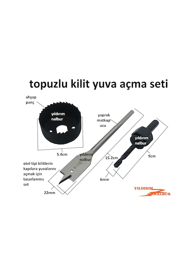 Otel Kilidi Yuva Açma Seti Topuzlu Kilit Yeri Açma Aparatları