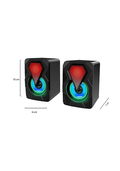 Moonshop Bilgisayar Hoparlörü Led Işıklı Rgb Laptop Pc Uyumlu 1+1