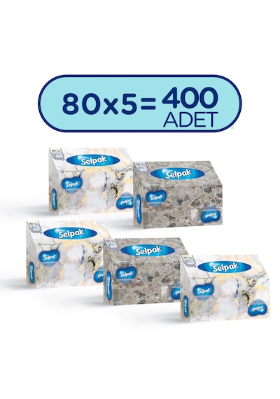 Selpak El ve Yüz Havlusu Kutulu Mermer Desen 5 x 80'li