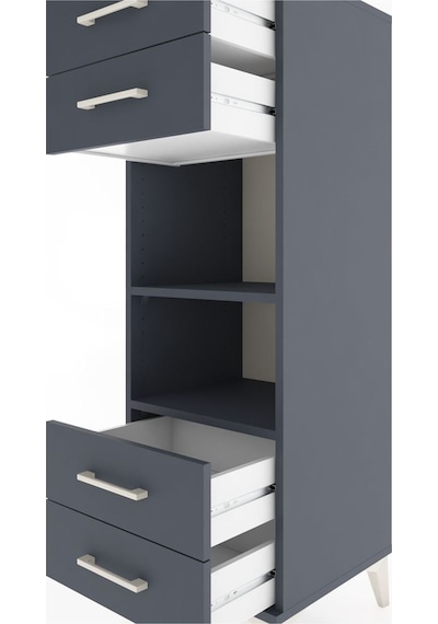 Hyperion Dolap 2 Raflı 4 Çekmeceli 44x44x134 Antrasit-antrasit Antrasit