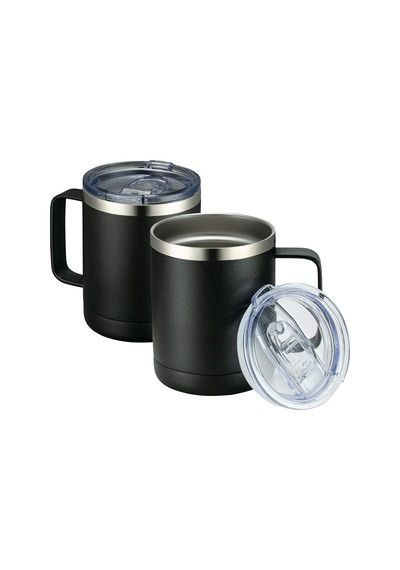 Tr 12oz Saplı Kahve Kupası 2'li Paket Dökme, Paslanmaz Çelik Yalıtımlı Seyahat Bardakları, Sürgülü Kapaklı