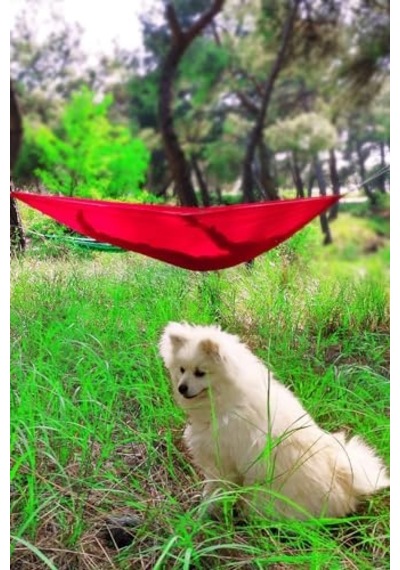 Bundera Kamp Hamağı Piknik Hamağı Bahçe Balkon Outdoor Kamp Salıncak Hamak Kırmızı Açık Gri
