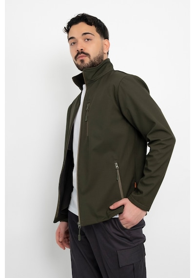 Dasüniforma Softshell İçi Polarlı Su Geçirmez Standart Fit Ceket Rüzgar Geçirmez Tam Fermuar Kışlık Unisex Mont Haki