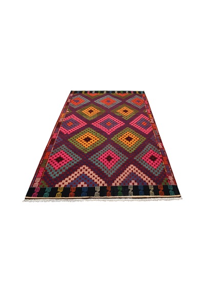 Kilim Antik El Dokuması Otantik Bergama İzmir Yörük Yün Cecim Kilimi 0144 - Yeni - Çok Renkli