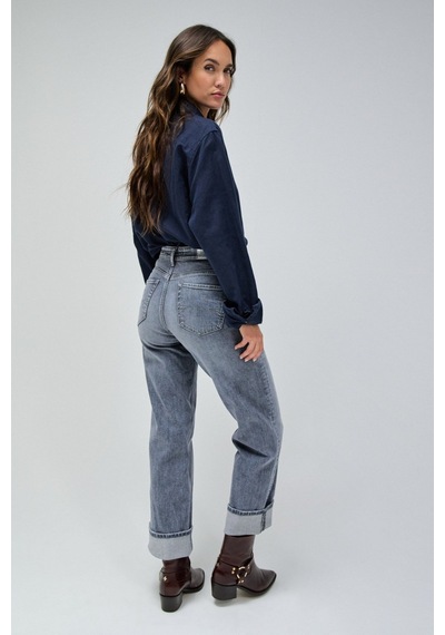 Salsa Jeans Gri Kadın Eskitme Denim Pantolon 21008610-faith Straight