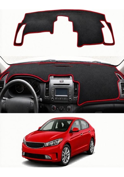 Kia - Cerato 2012+ Uyumlu Torpido Koruma Kılıfı - Kırmızı Şeritli