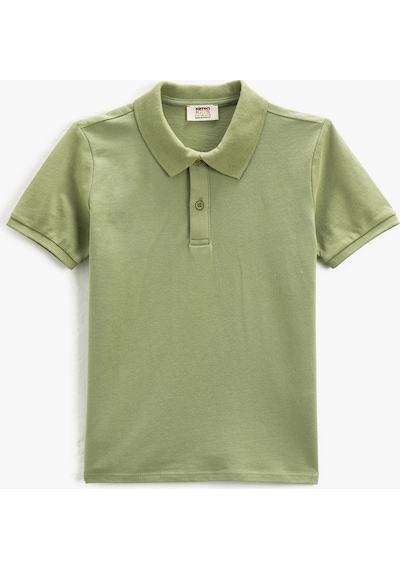 Koton Basic Polo Yaka Tişört Kısa Kollu Düğme Detaylı Yeşil 3skb10023tk 3SKB10023TK750 Yeşil