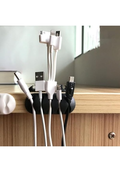 Aee 9 Adet Yapışkanlı Kablo Düzenleyici 5 Yuvalı Kablo Tutucu Organizer Siyah, Kablo Sabitleyici, Masaüstü Bilgisayar Telefon Şarj Kablo Toplayıcı Çalışma Masası Ofis Toparlayıcı Klips