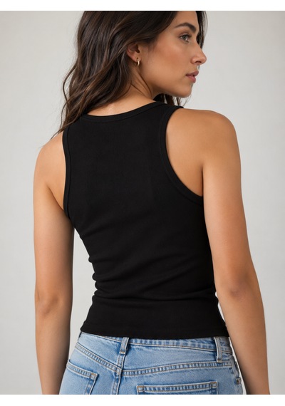 Feyece Kadın Siyah Beyaz Halter Yaka 2'li Crop Bluz Siyah  -  Beyaz