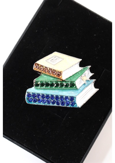 Bilgeliğin Ve Tutkunun Simgesi Kitap Broş Kristal Taşlı Erkek Kadın Broş Yaka İğnesi Kitaplı Çok renkli