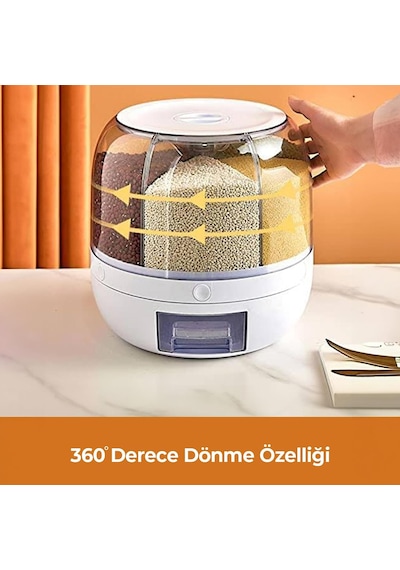 Bakliyat Organizeri, Bakliyat Saklama Kabı, 6 Kg Kapasiteli Styles Gıda Ve Bakliyat Saklama Kabı 6 Gözlü 6kg