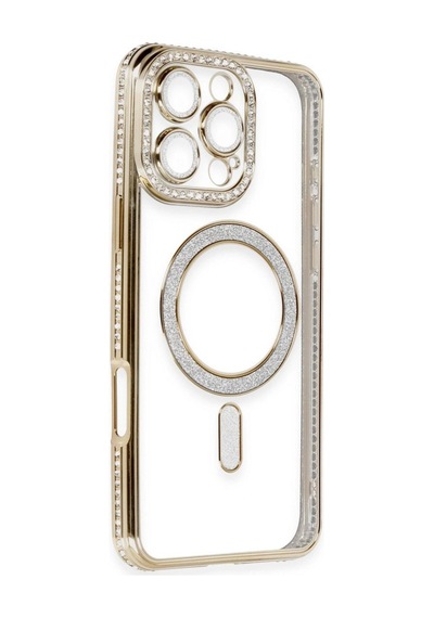 Apple İphone 16 Pro Kılıf Joke Simli Magneticsafe Kılıf - Gold Çok Renkli