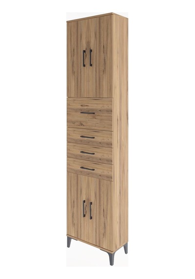 Arges Dolap 3 Raflı 4 Çekmeceli 4 Kapaklı 60x30x243 Çam-çam Çam