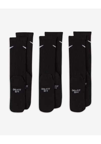 Nike Everyday Sx6842-010 Çocuk Yastıklı Crew Çorapları 3 Çift Sıyah