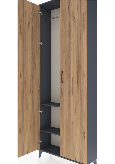Arges Dolap 2 Raflı 2 Kapaklı Tek Askılı 88x30x243 Antrasit-çam Antrasit