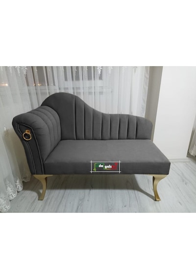 Yeni Model Ultra Lüks Alda Çizgili Josefin Bench Puf Kahve