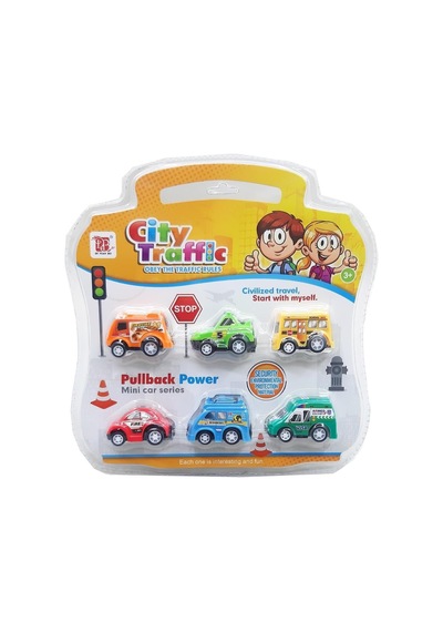 Mini 6'lı Çek Bırak Araba Seti Koleksiyon Renkli