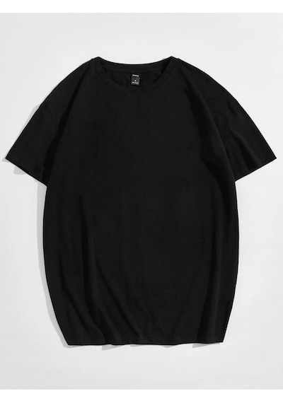 Erkek Siyah Oversize Hawaii Baskılı T-shirt Siyah-68437