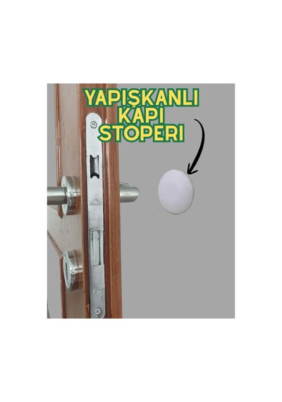 Yapışkanlı Kapı Kolu Stoperi Beyaz - Duvar Koruyucu Tampon Silikon Kapı Arkası Stopu-boya Koruyucu Disk Stoper-kapı Çarpma Engelleyici