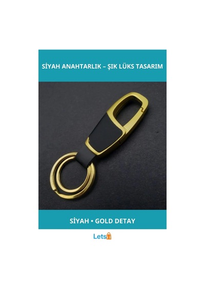 Şık Siyah Gold Detaylı Lüks Promosyon Anahtarlık Çok Renkli