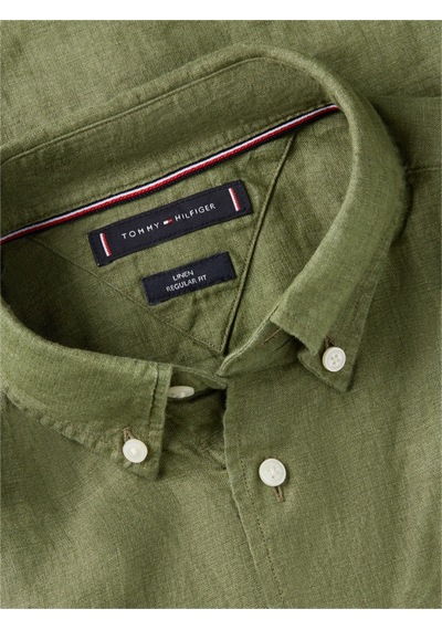 Tommy Hilfiger Pıgment Dyed Lı Solıd Rf Shırt Erkek Yeşil Gömlek - Mw0mw41530