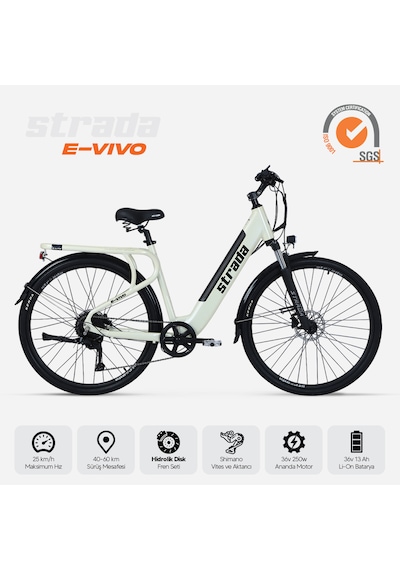 Stradacycles E-vivo Hd 28 Jant Elektrikli City Şehir Bisikleti Beyaz