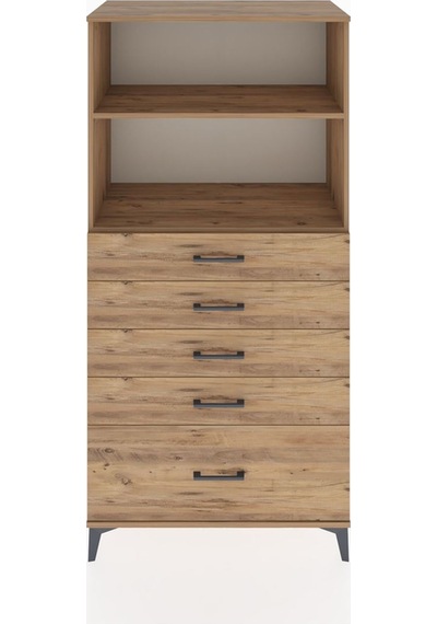 Hyperion Dolap 2 Raflı 5 Çekmeceli 88x44x182 Çam-çam Çam