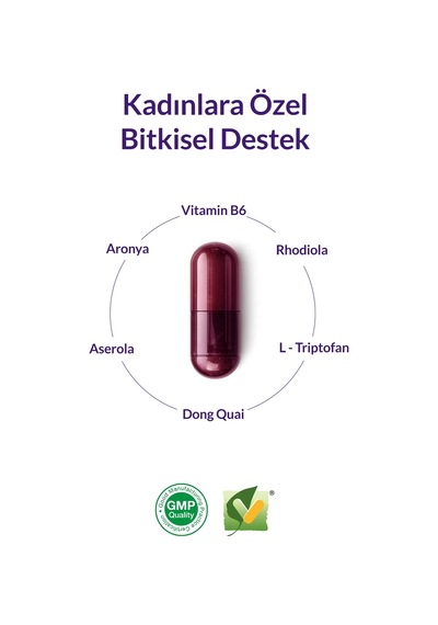 Aroxir Women's Choice Kadın Sağlığı Aronya, Aserola, Rodiola, Dong Quai, L-triptofan, Kohoş, Vitamin B6 60 Kapsül