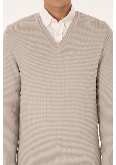 U.S. Polo Assn. Erkek Regular Fit V Yaka Taş Kazak 50315028-VR049