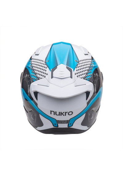 Nukro B-506 Level Beyaz-mavi Güneş Vizörlü Kapalı Motosiklet Kaskı Beyaz - Mavi