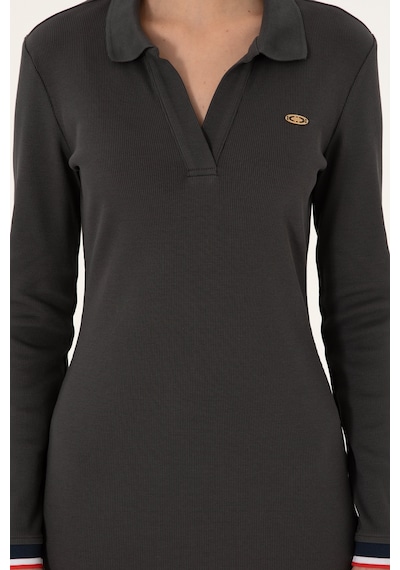 U.S. Polo Assn. Kadın Antrasit Polo Yaka Mini Boy Örme Elbise 50299041-VR006