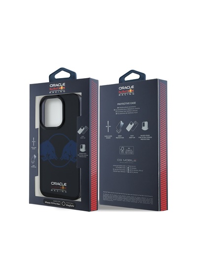 Apple Uyumlu iPhone 15 Pro Max Kılıf Redbull Lisanslı Magsafe Iml Çift Boğa Baskılı Sert Pc Kapak Lacivert