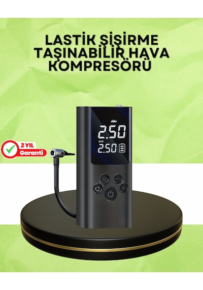 Usb Şarjlı Taşınabilir Hava Kompresörü Dijital Ekranlı